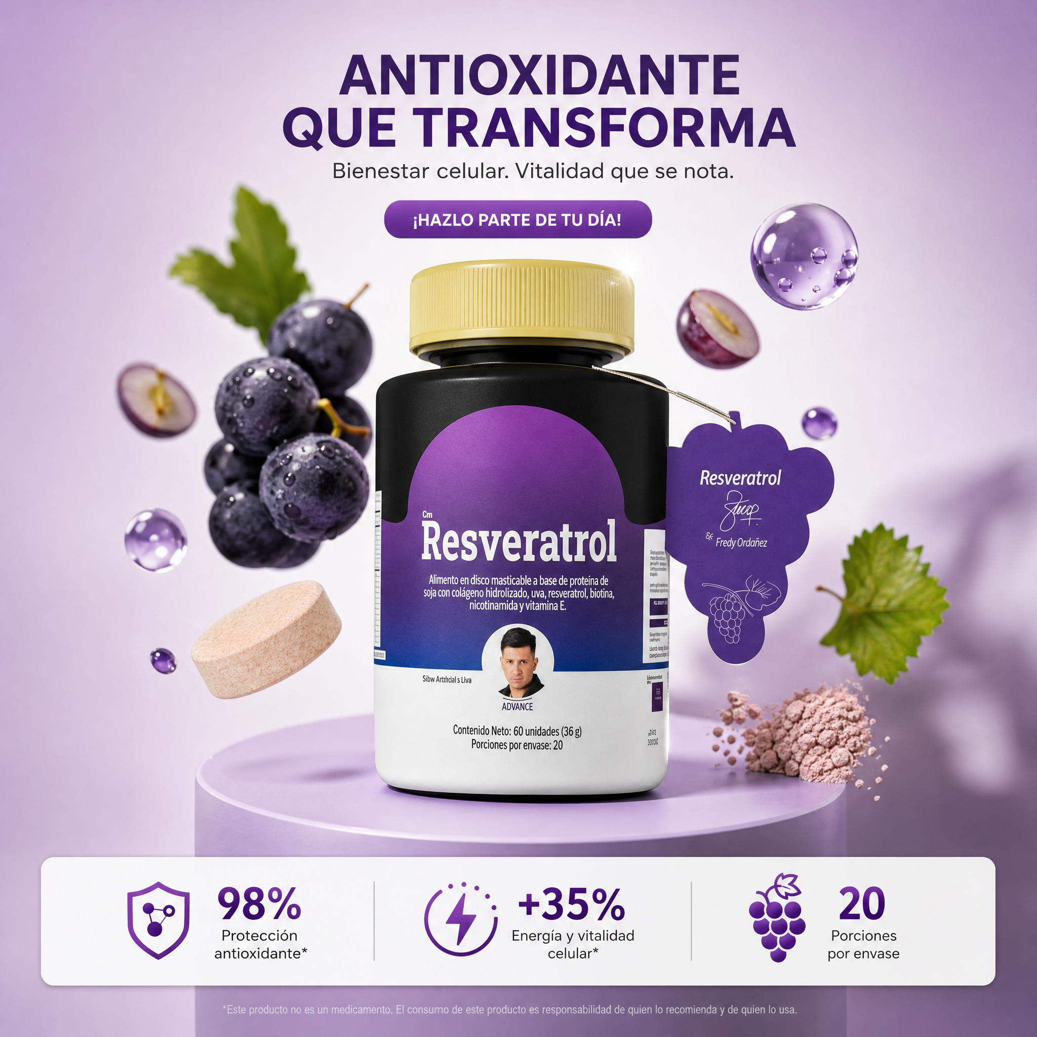 Resveratrol con Colágeno y Biotina